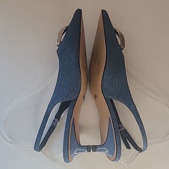 Charles & Keith Gabine Slingback Blue Denim Kitten Heel Silver Decor EU 36 - Picture 8 of 16